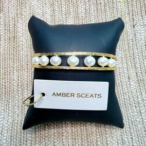 Amber Sceats Gold and Genuine Pearl Cuff Bracelet Anthropologie